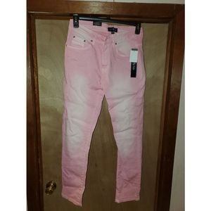 Men's Light Pink Stretch Tech Skinny Denim Jean's